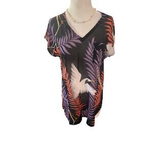 Shirt Strings Tropical Floral Sheer Blouse - Size Medium